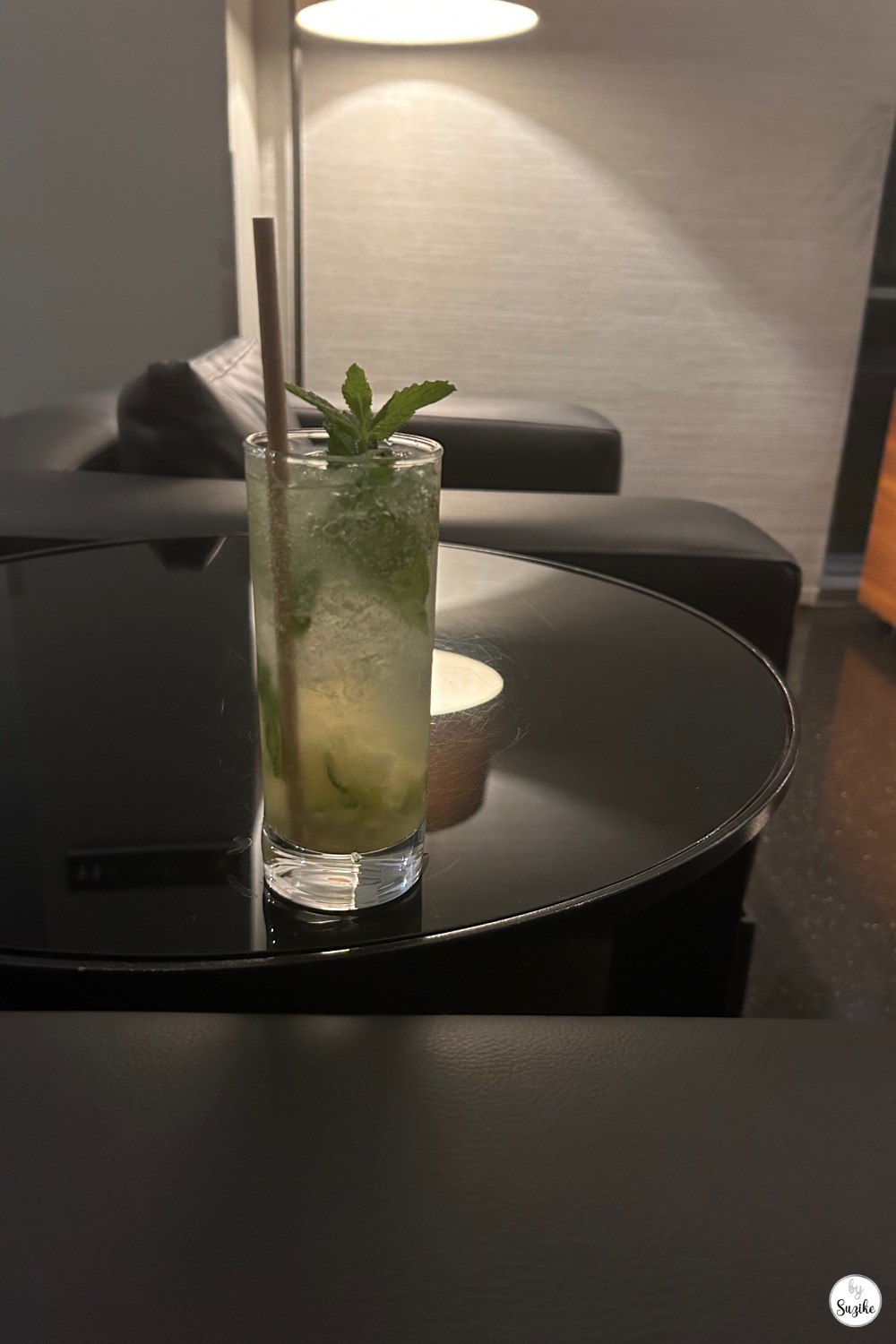 Fresh mint drink on a hotel table during a relaxing vacation in Troia Portugal