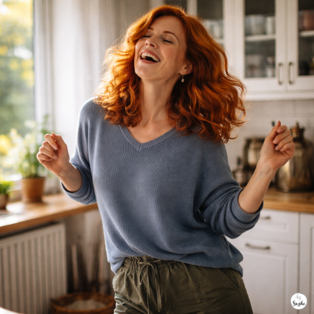 how to overcome a breakup - woman dancing in kitchen feeling free and healed