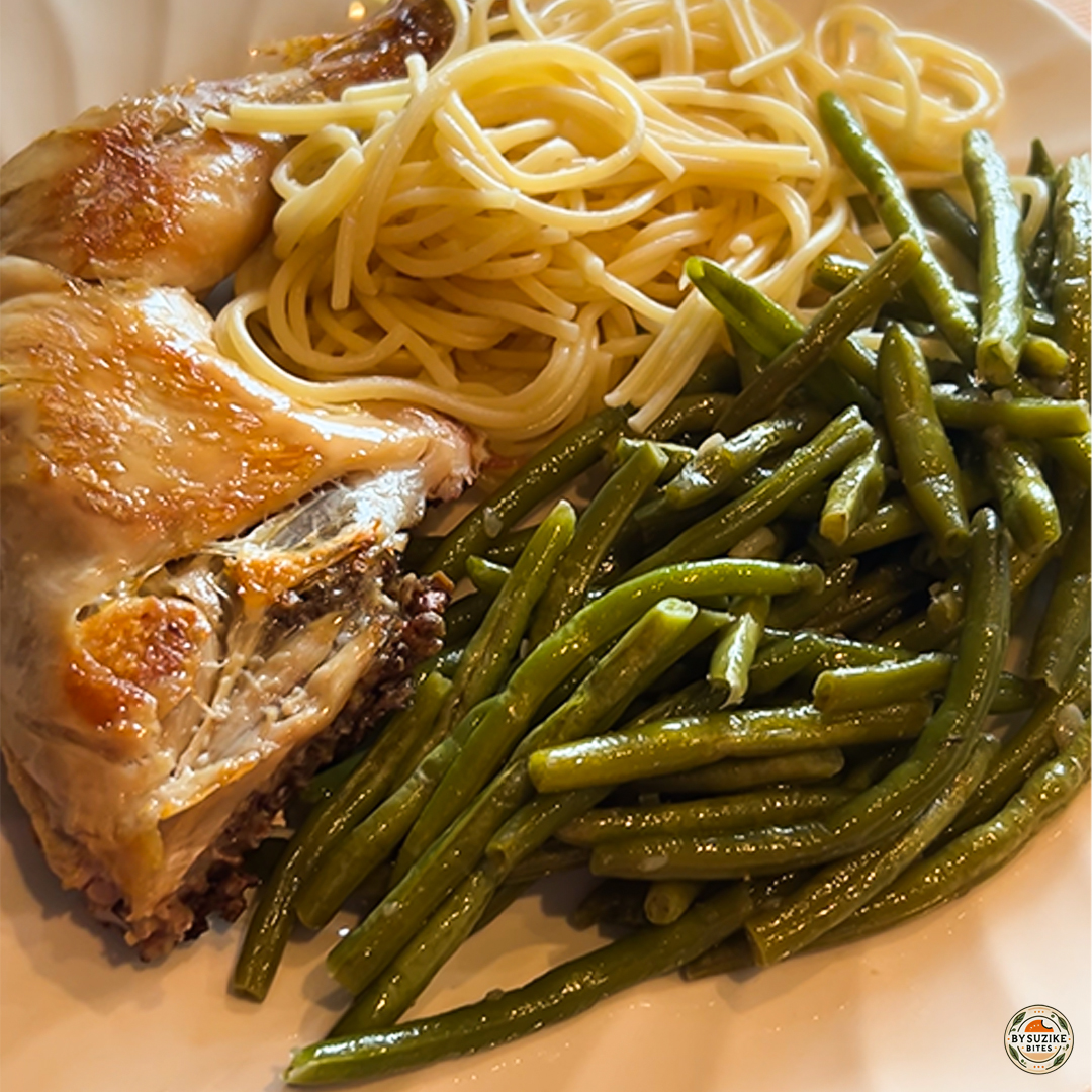 roasted chicken with green beans