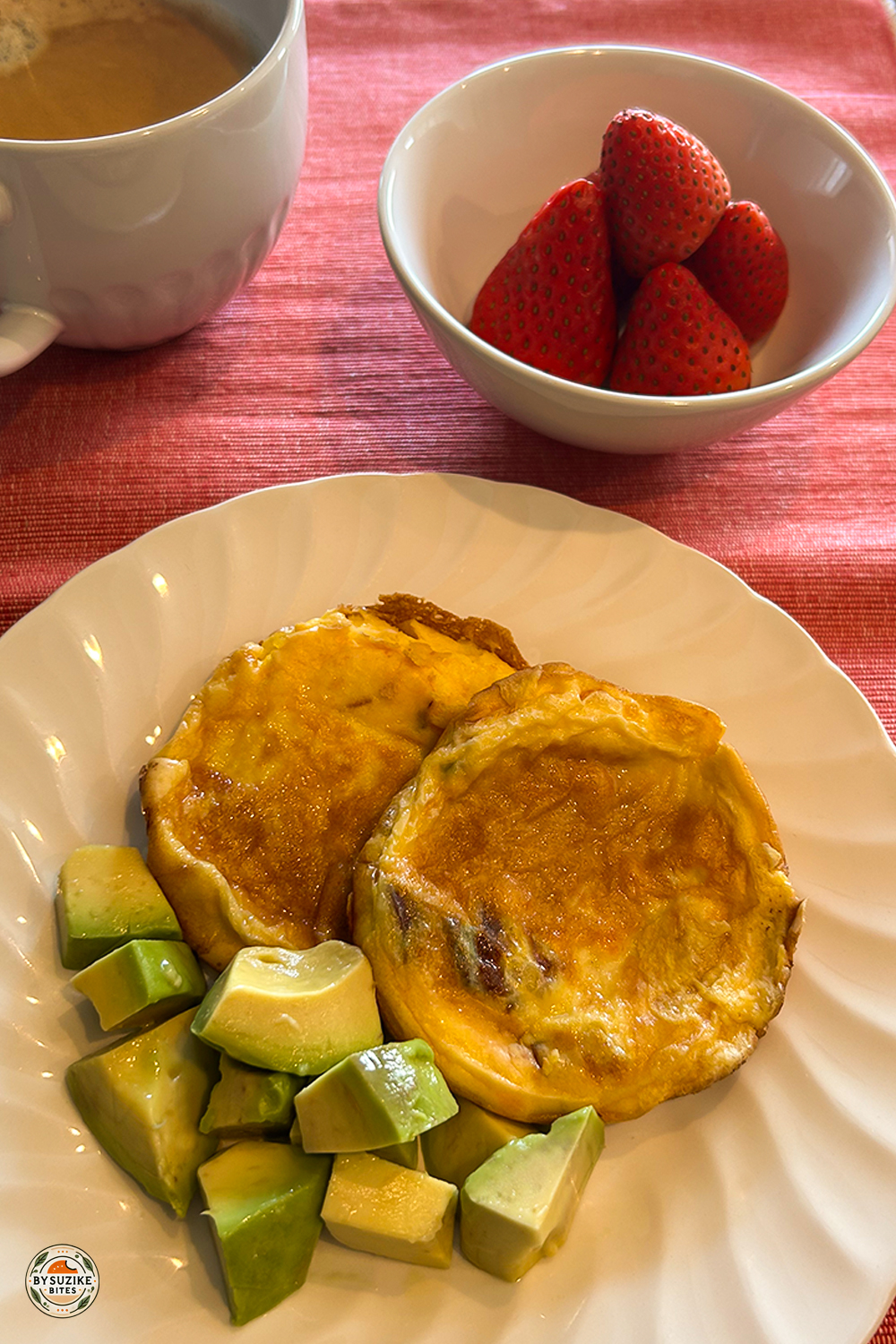 Low carb breakfast with mini omelet, avocado and strawberries – What I Ate Today