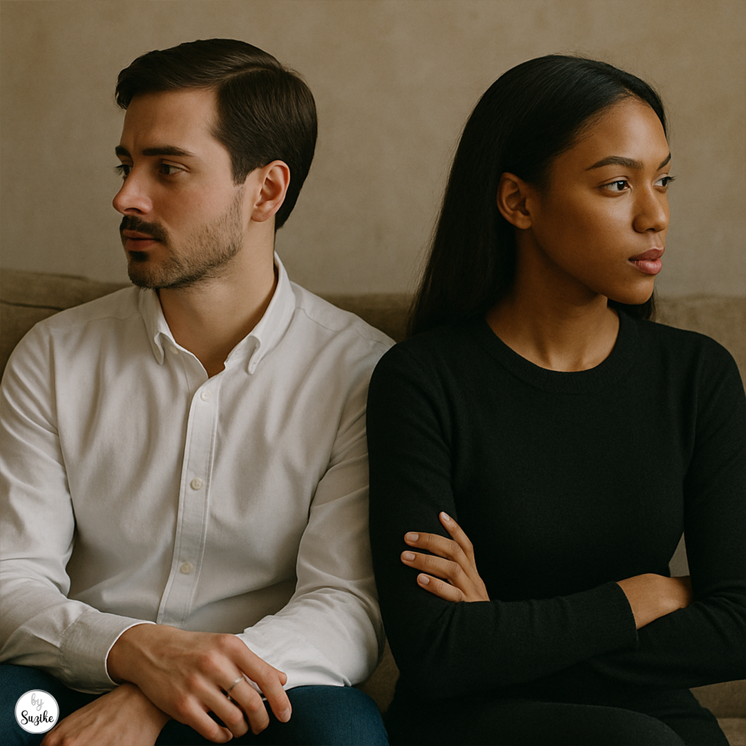 Couple sitting together but looking emotionally distant from each other 2 Why Do I Feel Lonely in My Relationship? Couple sitting together but looking emotionally distant from each other