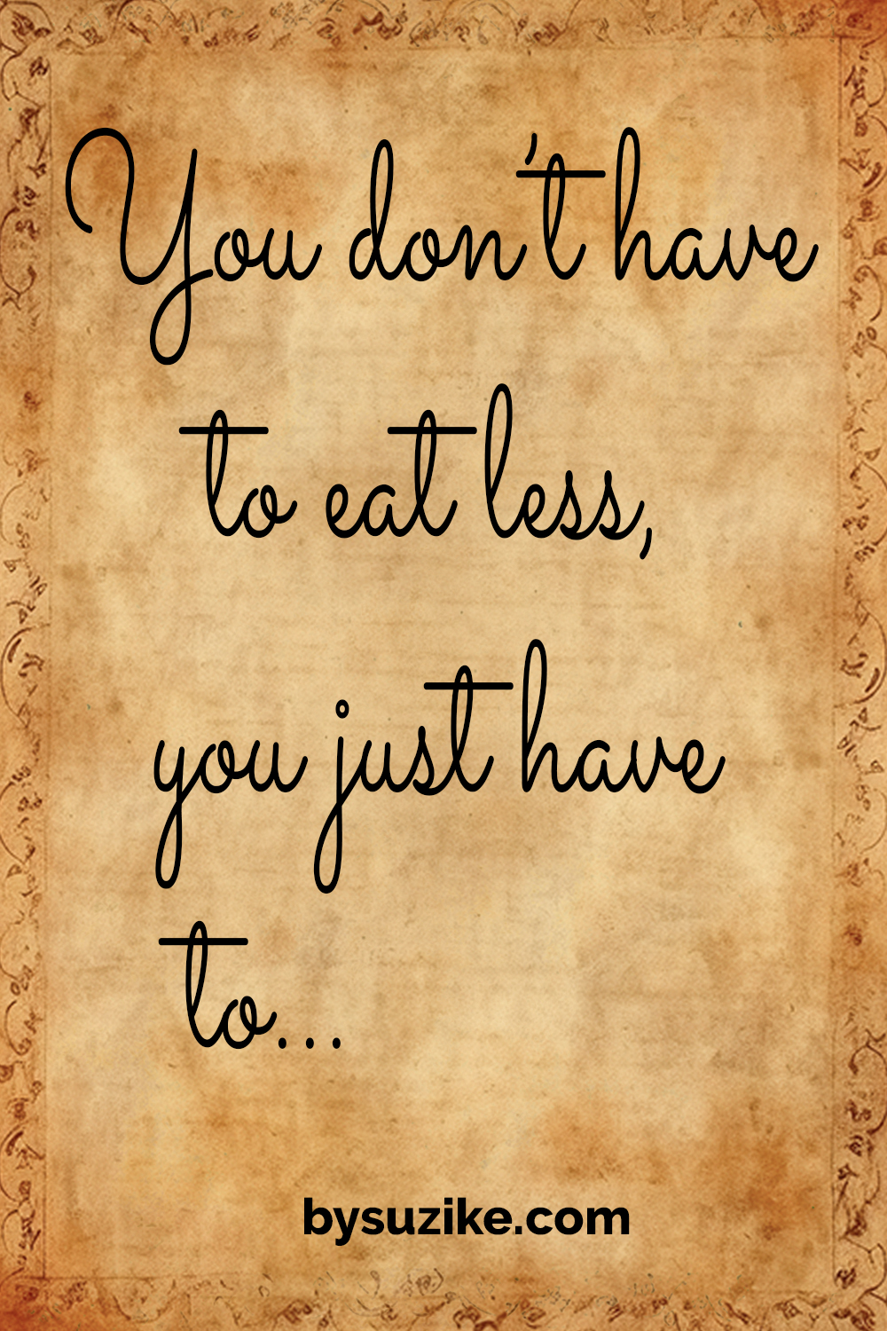 Before and after image showing motivational quote about mindful eating: “You don’t have to eat less, you just have to eat right.”