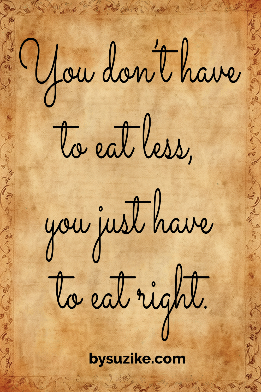 Before and after image showing motivational quote about mindful eating: “You don’t have to eat less, you just have to eat right.”