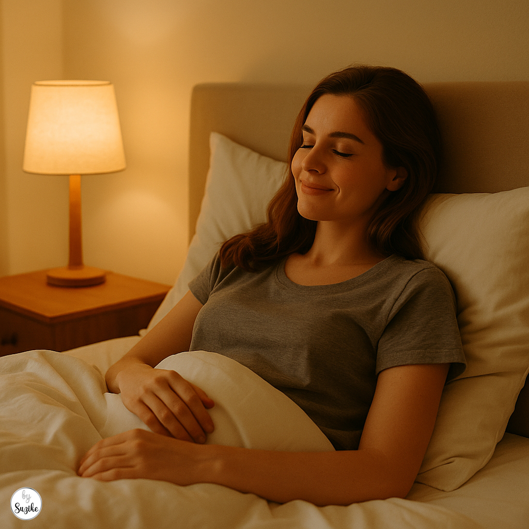 Woman enjoying quiet time alone in her bedroom, living apart together relationship illustration
