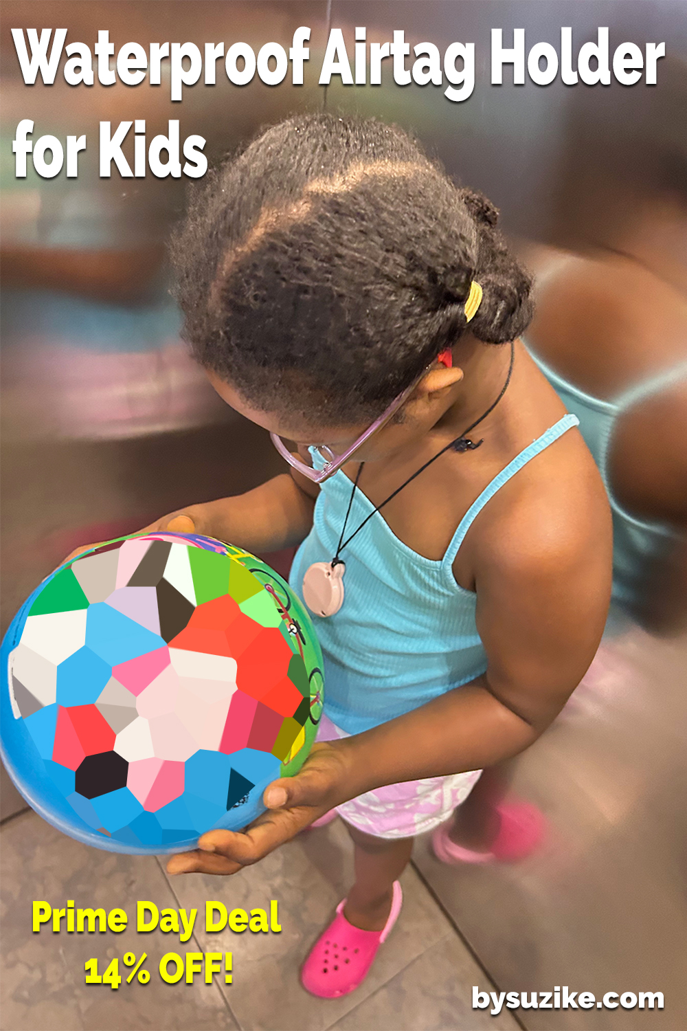 Waterproof Airtag holder in blue and pink – 14% OFF Prime Day Deal on Amazon ES, perfect for kids’ GPS tracking and family safety.