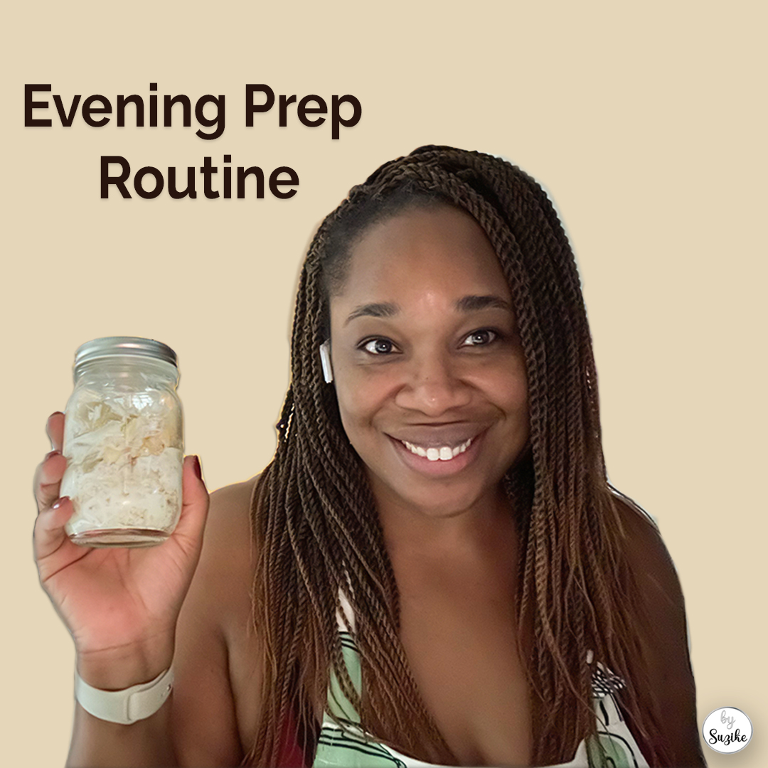 Evening prep routine with overnight oats in a glass jar, showing a simple meal prep moment at home