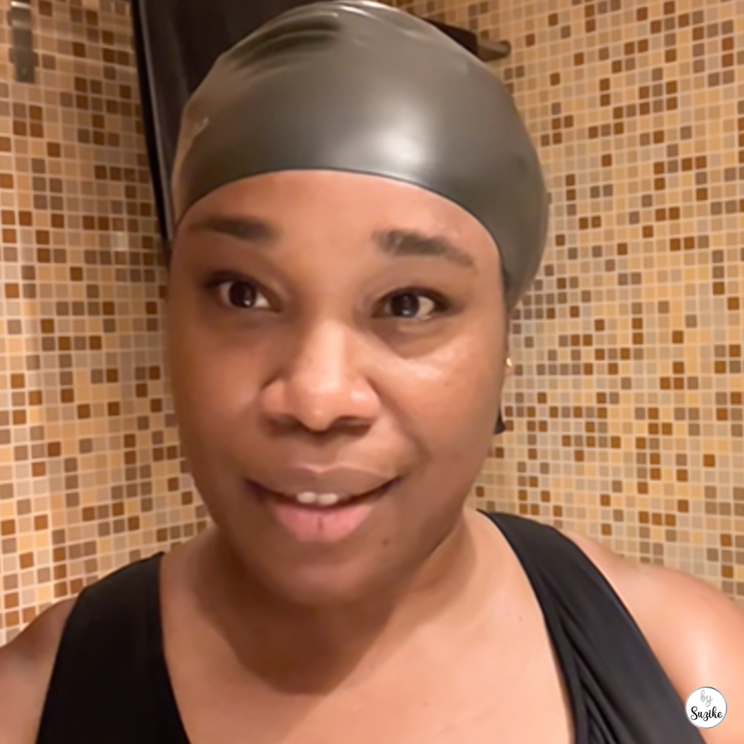 Mom poolside during Dream Pyramid Day 29 swimming routine