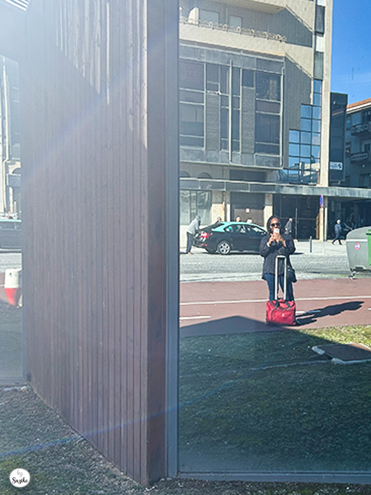 Exploring central streets during my Espinho city walk on a sunny day.