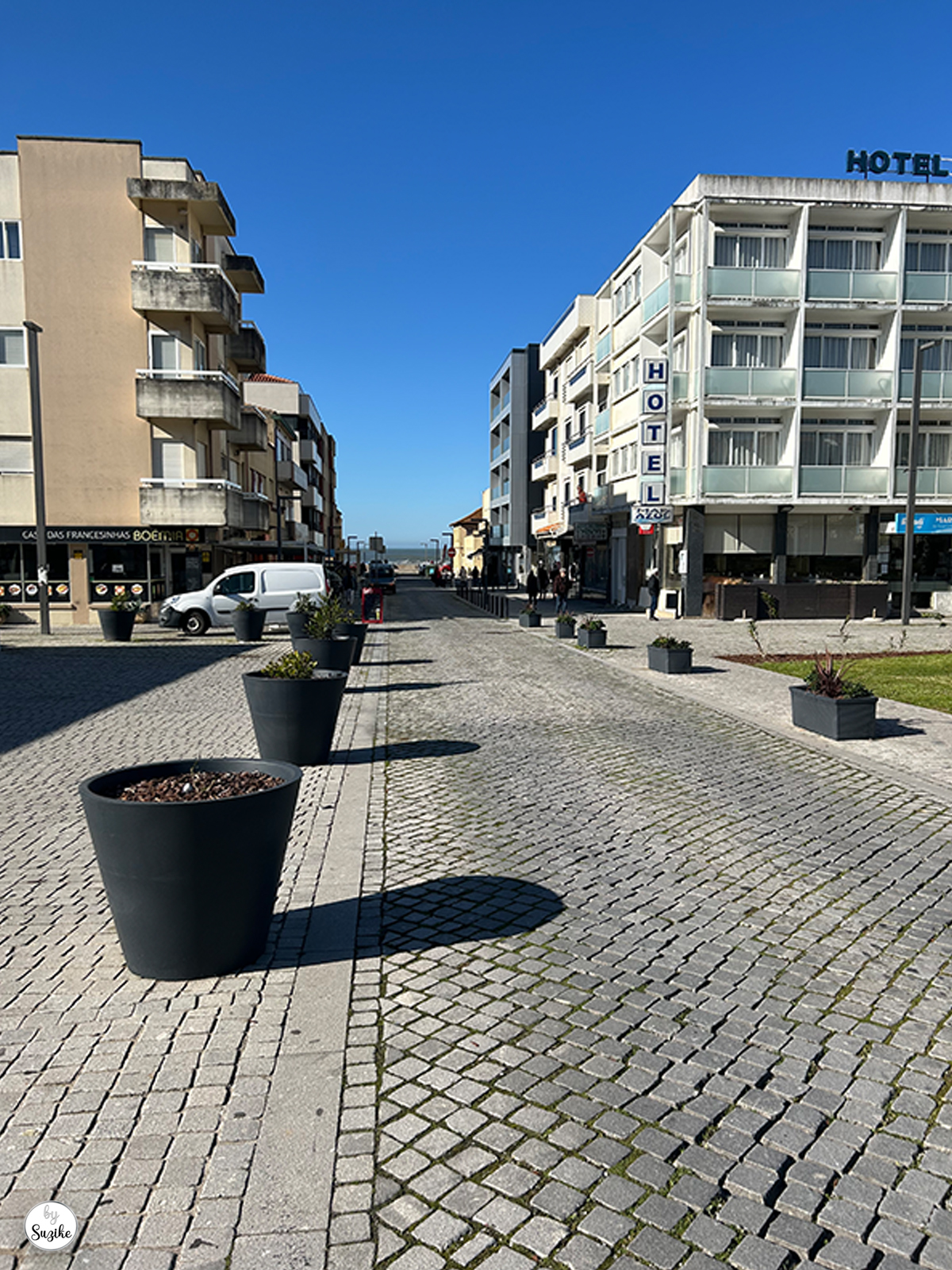 Quiet paved street captured during my Espinho city walk.