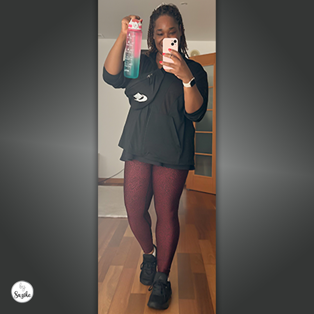 Getting ready to start my beginner running journey, dressed and prepared for my first run.