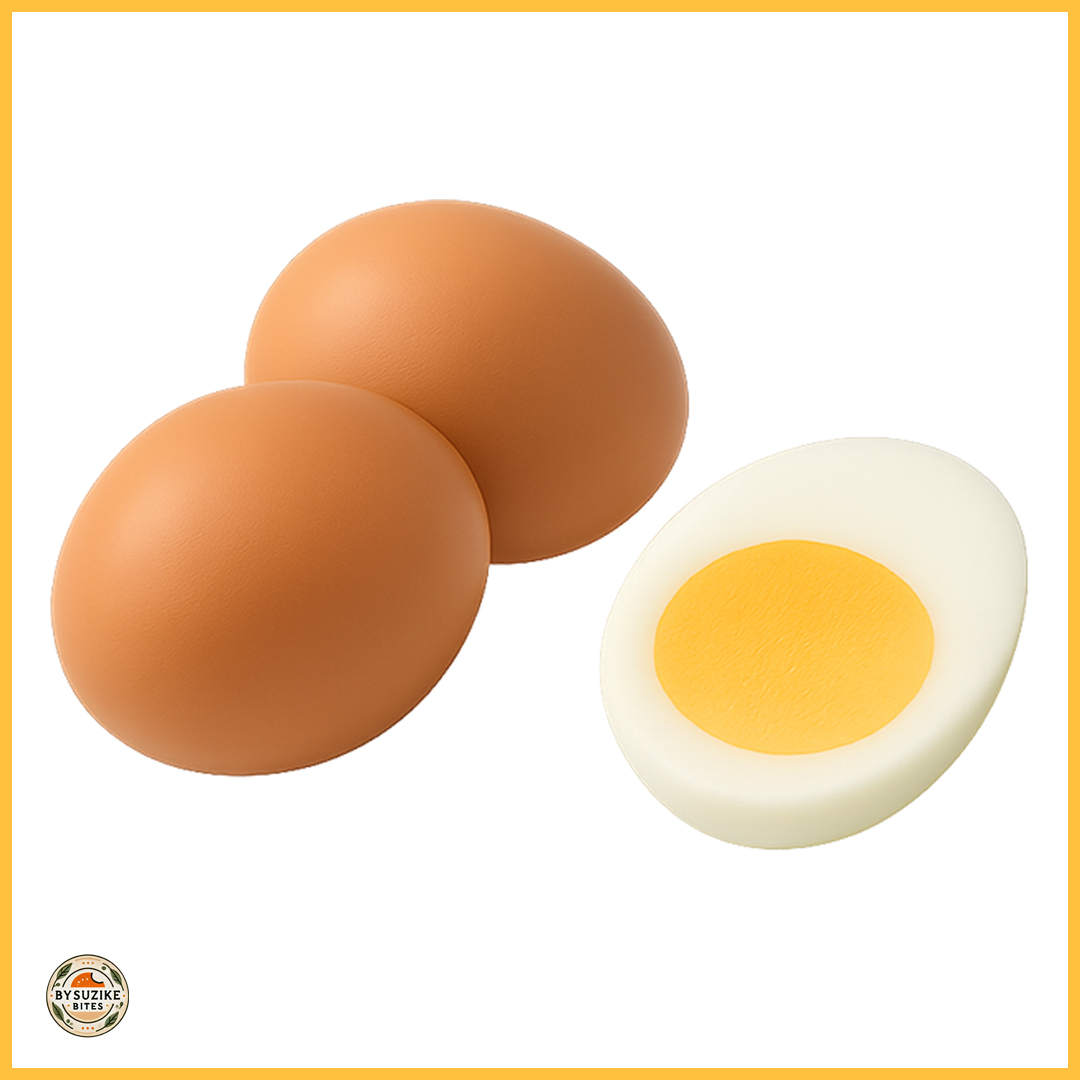 Eggs on a low carb diet featured image with whole eggs and a halved egg