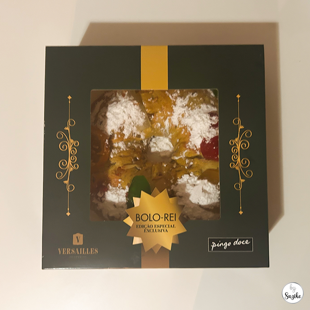 Pingo Doce Christmas dinner review Portugal, boxed bolo rei packaging as purchased.