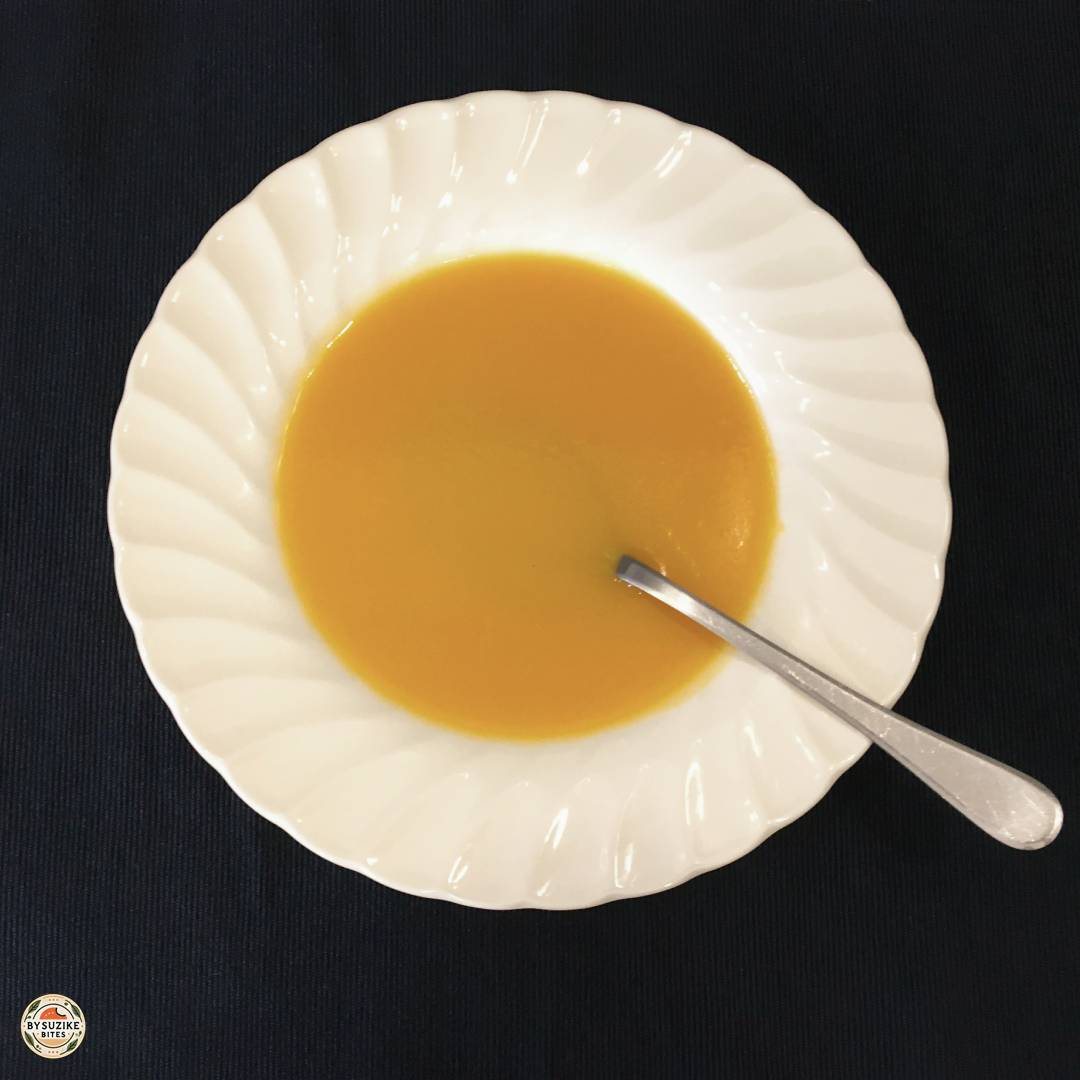 Creamy vegetable soup served and ready to eat