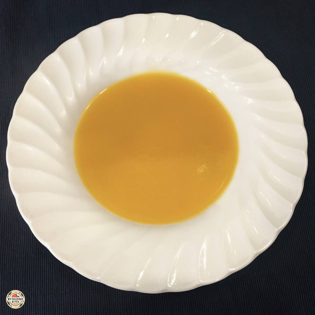 Creamy vegetable soup served and ready to eat