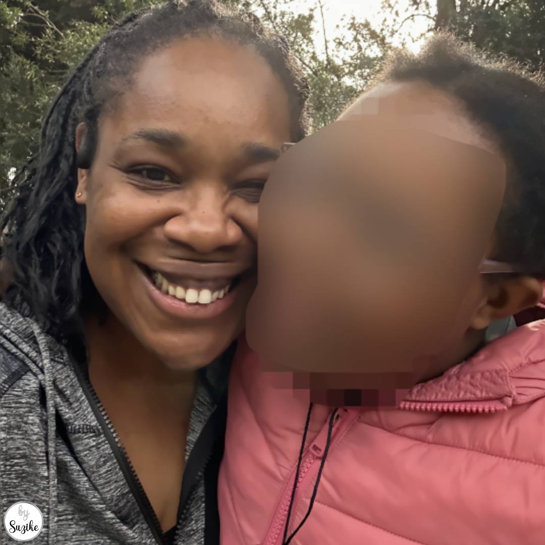 Mother and daughter selfie outdoors during a sunny afternoon walk