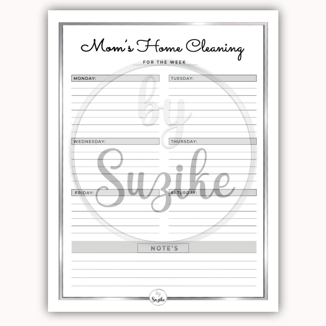 Cover of a printable mom planner PDF with a cooking pot illustration and bold Mom’s Planner title on a clean background. preview