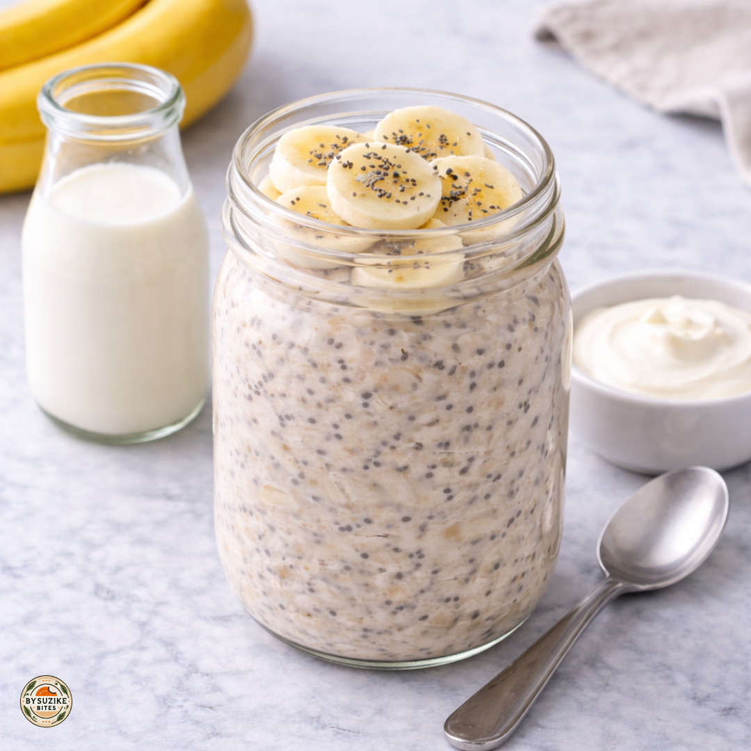 Overnight oats with banana and chia as part of healthy breakfast ideas for the week