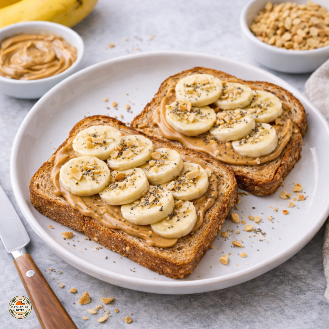 Peanut butter banana toast as part of healthy breakfast ideas for the week