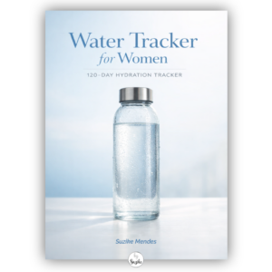 Thumbnail for a Water Tracker for Women printable PDF featuring a premium cover design with a clear water bottle and a soft blue wellness background.