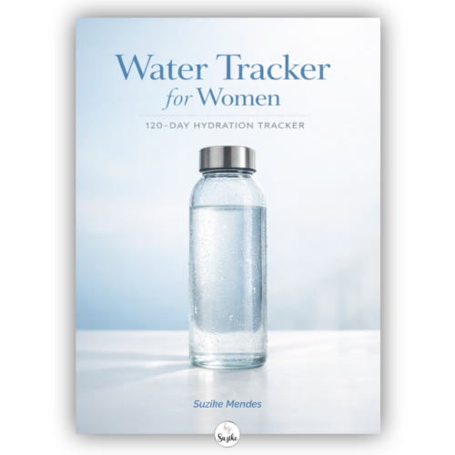 Thumbnail for a Water Tracker for Women printable PDF featuring a premium cover design with a clear water bottle and a soft blue wellness background.