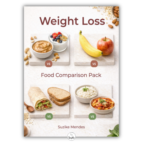 Product thumbnail for the Weight Loss Food Comparison Pack by Suzike Mendes, showing the printable cover in a clean mockup style for the product page.