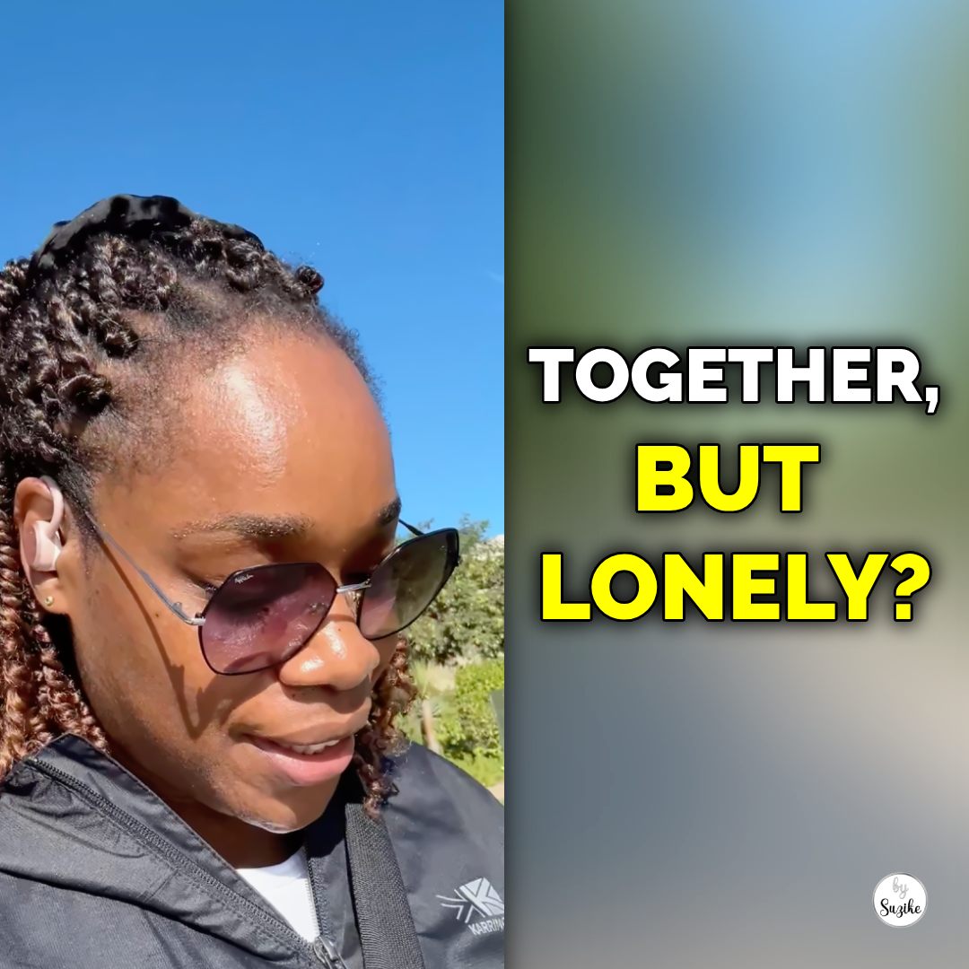 Woman over 40 walking outdoors with the words “Together, but lonely?”, representing feeling alone in a relationship after 40.